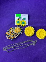 Vintage Bundle Of Flower Jewelry