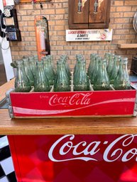 Coca Cola Wood Tray And Bottles