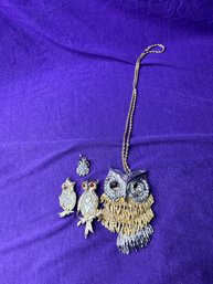 Vintage Bundle Of Owl Jewelry