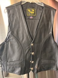 US Made Leather Vest With Buffalo Nickel Buttons