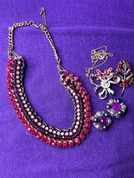 Vintage Bundle Of Purple/red Jewelry