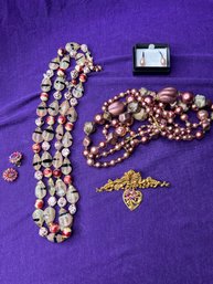Vintage Bundle Of Pink Jewelry