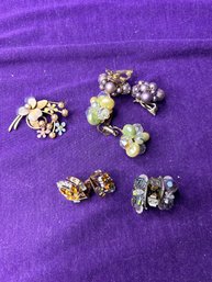 Vintage Bundle Of Jewelry  - Clip Ons, Pin