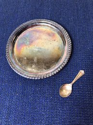 Silver Plate And Spoon