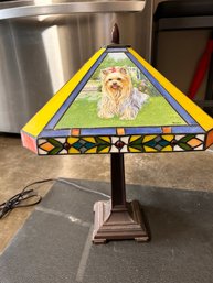 Yorkie Stained Glass Lamp