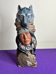 Indian Woman, Wolf Vintage Ceramic