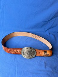 NRA Belt Buckle And Leather Belt