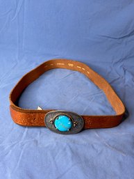Turquoise Buckle With Fossil Belt