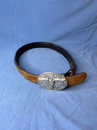 Steer Pewter Buckle With Leather Belt