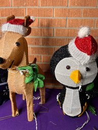 Penguin And Reindeer Lighted Decor