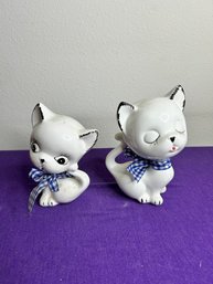 Two Vintage Ceramic Cats