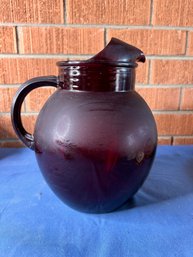 Vintage Red Glass Pitcher