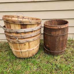 Vintage Barrel And Bushel Baskets