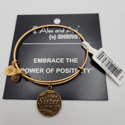 NWT Alex & Ani Like A Sister To Me Russian Gold Charm Bracelet