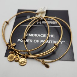 NWT Alex & Ani Set Of 3 Russian Gold Charm Bangle