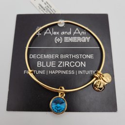 NWT Alex & Ani Blue Zircon December Birthstone Russian Gold Charm Bracelet