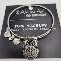 NWT Alex & Ani Turn Peace Up Russian Silver Charm Bracelet