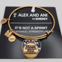 NWT Alex & Ani It's Not A Sprint It's A Marathon Russian Gold Charm Bracelet