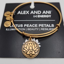 NWT Alex & Ani Lotus Peace Petals Russian Gold Charm Bracelet