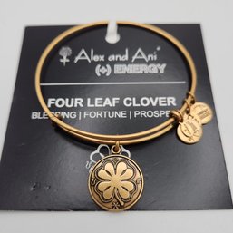 NWT Alex & Ani Four Leaf Clover Russian Gold Charm Bracelet