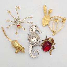 Vintage Animal Themed Brooch Lot