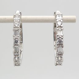 Sterling Silver CZ 1' Oval Hoops