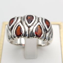 Sterling Silver Orange Mandarin Garnet Ring Sz 9.5