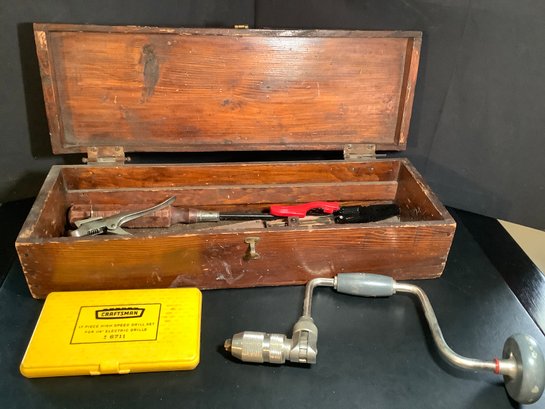 Vintage Wood Box With Tools