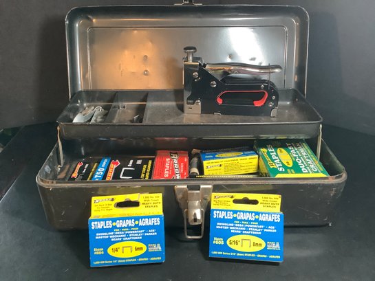 Metal Tool Box With Stapler And Staples