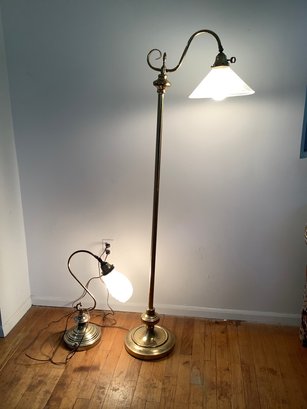 Brass Pole Floor And Desk Lamps