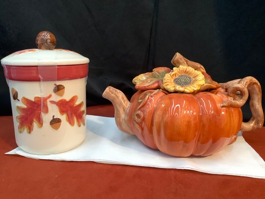 NEW-HANDLED TEAPOT & NEW CANDLE