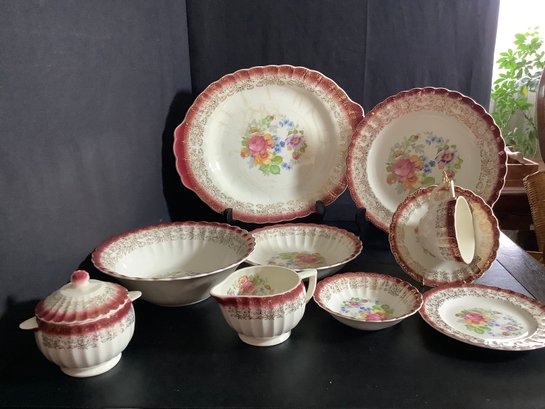 Antique China Lost But Now Found !!!Set Of Madorin Maroon China By The Sebring Pottery Co.- USA