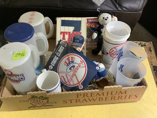 Box Lot Of NY Yankees Souveniers