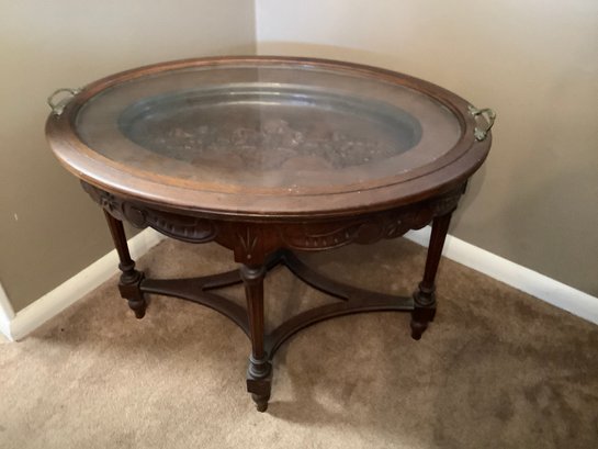 ANTIQUE WOOD TRAY  TABLE