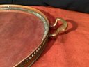 Vintage Copper And Glass Serving Tray