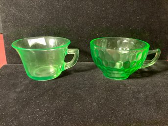 VINTAGE GREEN VASELINE GLASS CUPS