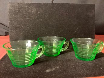 Green Vaseline  Depression Glass Cups