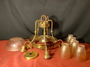 Brass Chandelier With Glass Globes