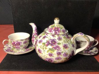 New-Tea Pot W/Matching Tea Cup & Saucer