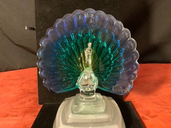 MCM Blue & Green Glass Peacock Sculpture