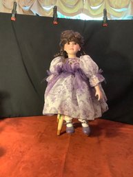 Marie Osmond Doll 22 Tall Doll All In Purple-Stool Included