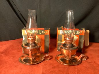 NEW-Hilco Miniature Kerosene Sconces-Group Of 2 In Boxes