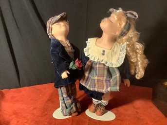 The Kissing Dolls Porcelain-14 Tall With Stands