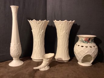 New Lenox Pair Of Woodland Vases, Matching Bud Vase & More