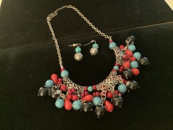 Beaded Necklace With Matching Earrings