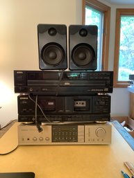 Pioneer Receiver , Fisher Cassette Player, Aiwa CD Player & Speakers