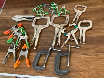 Large Assortment Of  Clamps In Bucket