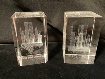 God Bless America & New York Laser Etched Cube