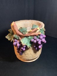 Decorative Composite Vase / Planter With Grapes