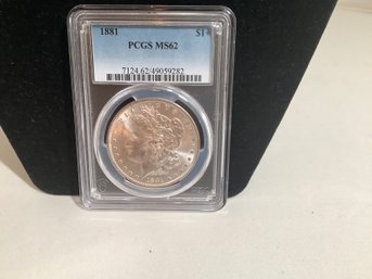 Graded Morgan Silver Dollar 1881 PCGS MS 62